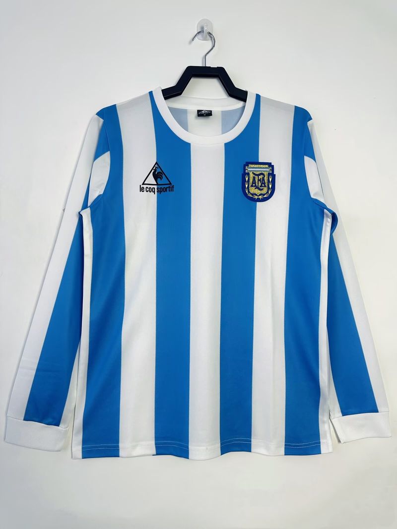 Camiseta Retro Argentina 1986 Local Manga Larga Aficionado