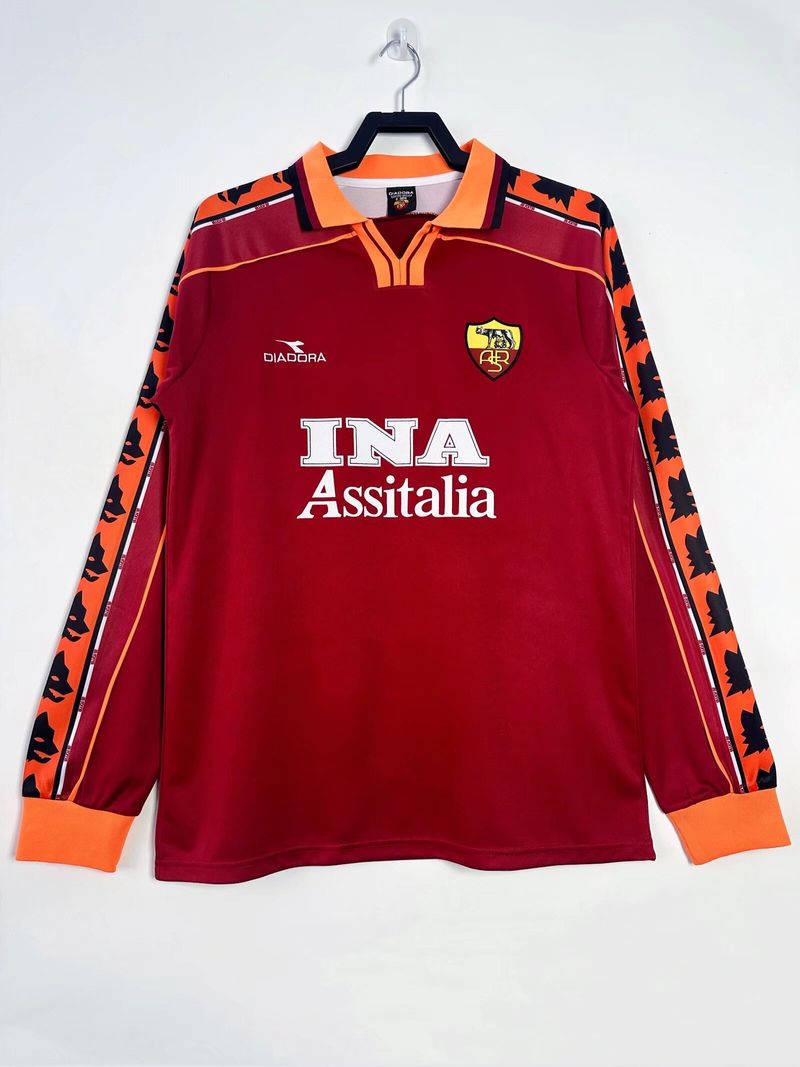 AS Roma 1998/1999 Local Manga Larga - Versión Fan [Adulto]