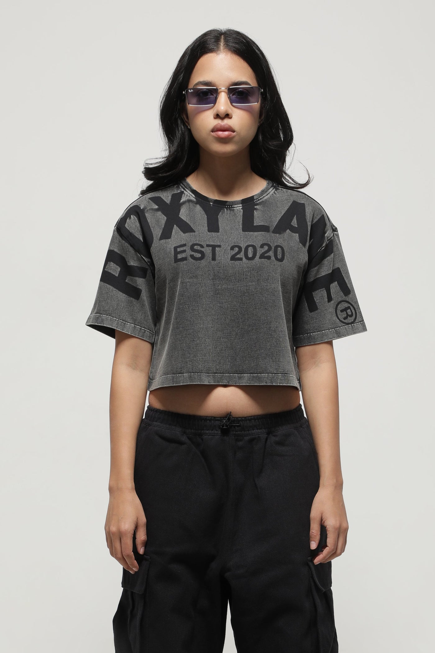 Crop top noir charbon RX