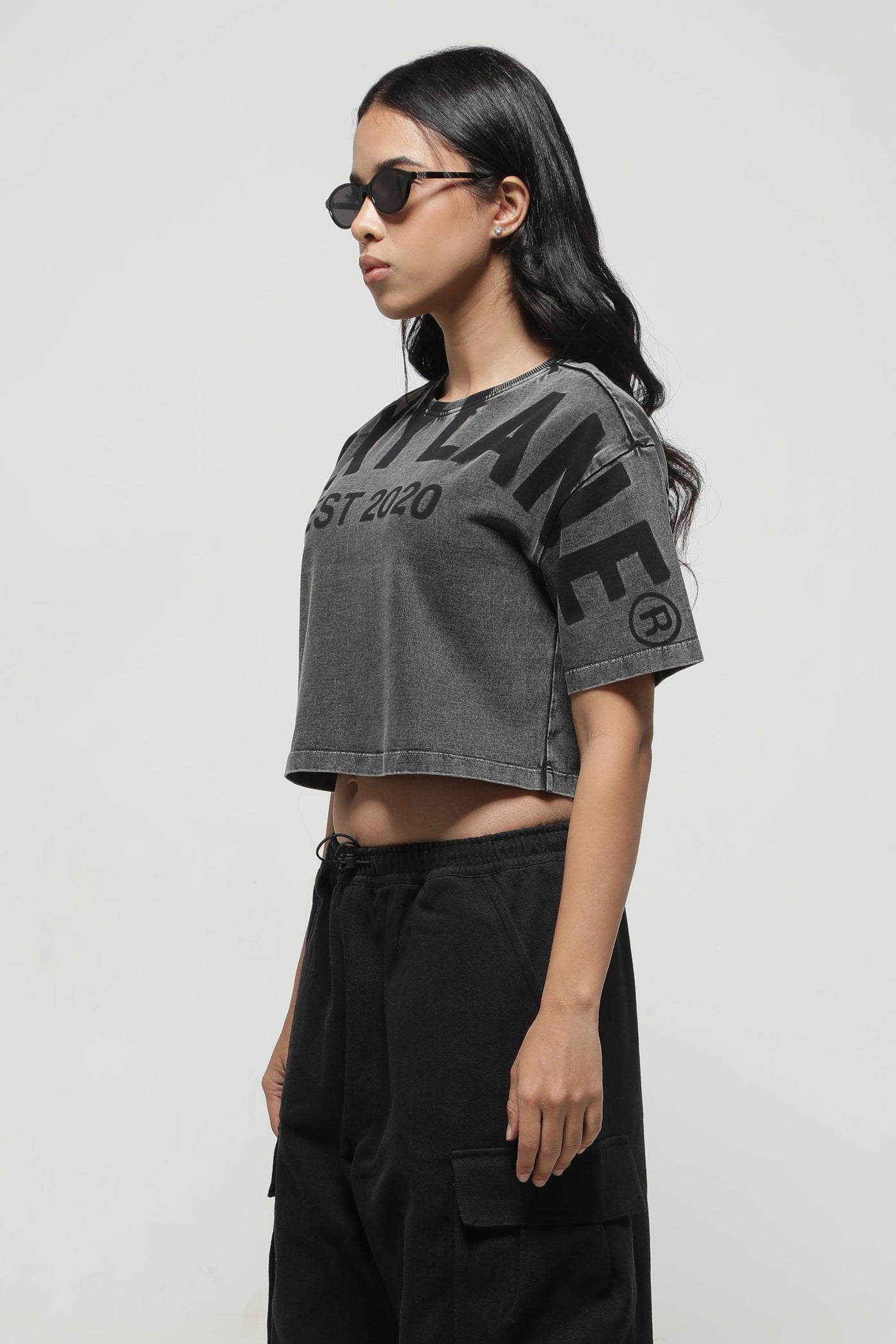 Crop top noir charbon RX