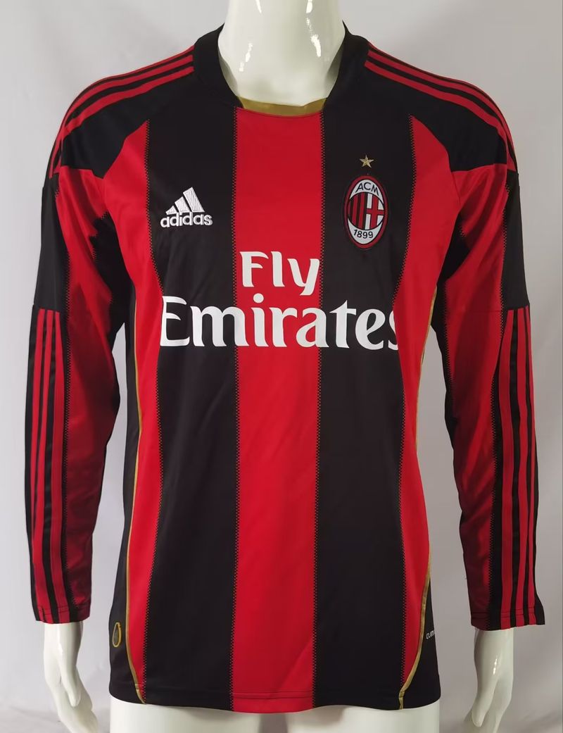 AC Milan 2010/2011 Local Manga Larga - Versión Fan Adulto