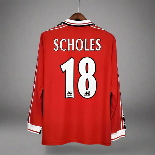 Manchester United 1998/1999 Local Manga Larga - Versión Fan [Adulto]