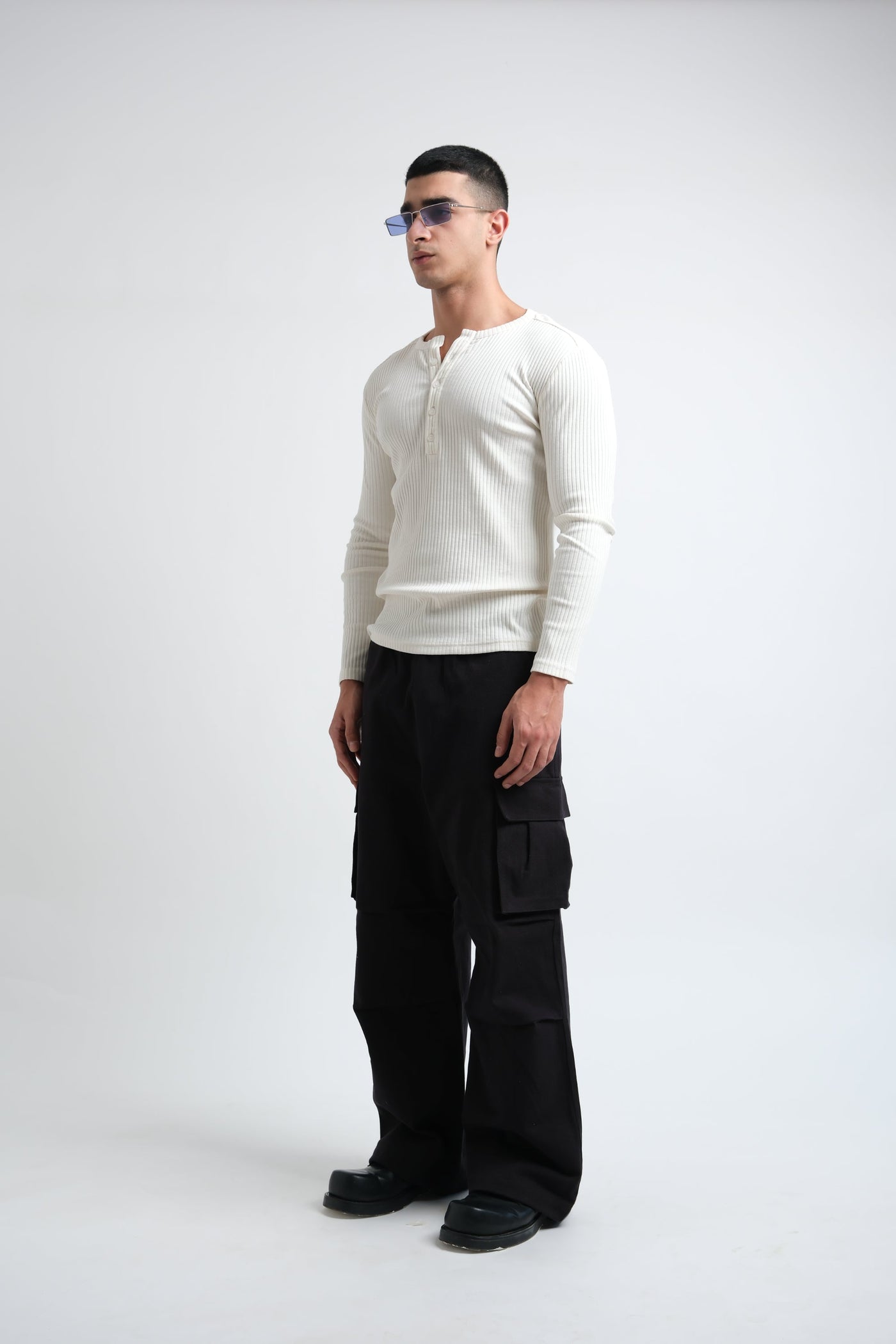 RX Ribbed Henley Bone