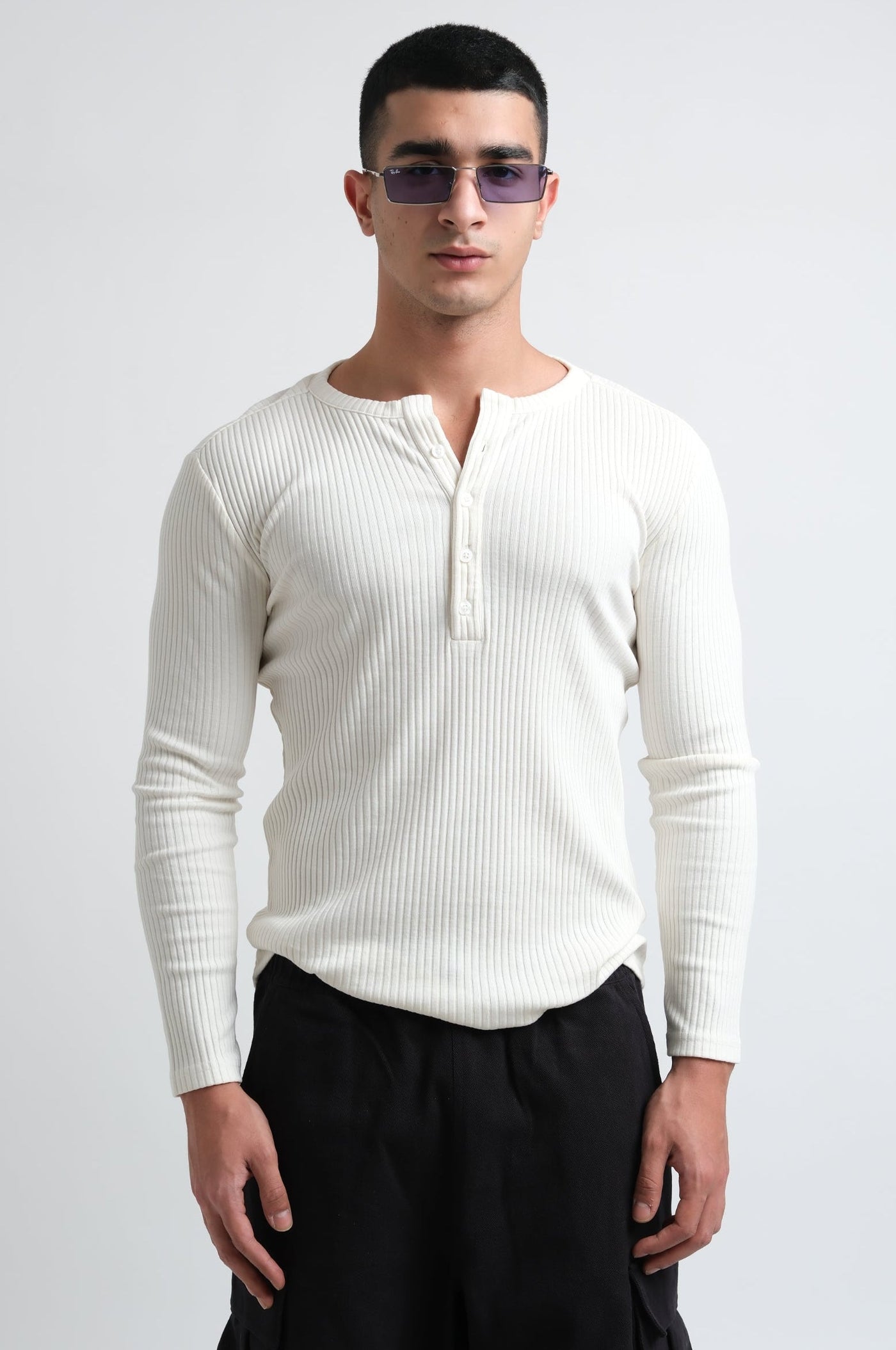 RX Ribbed Henley Bone