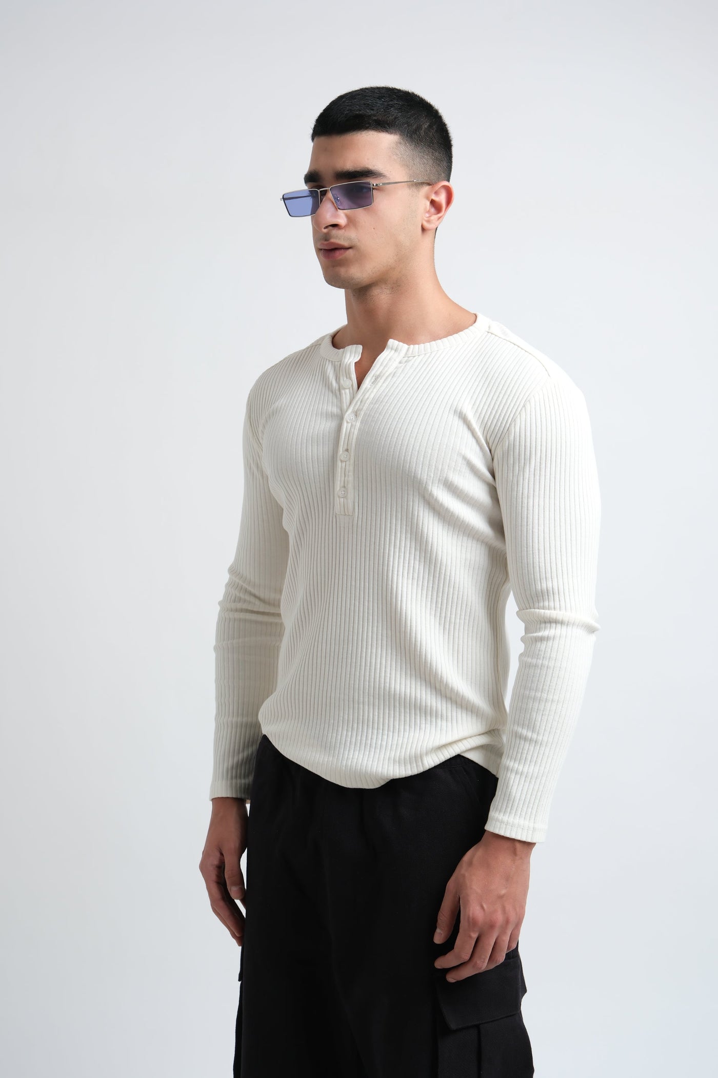 RX Ribbed Henley Bone