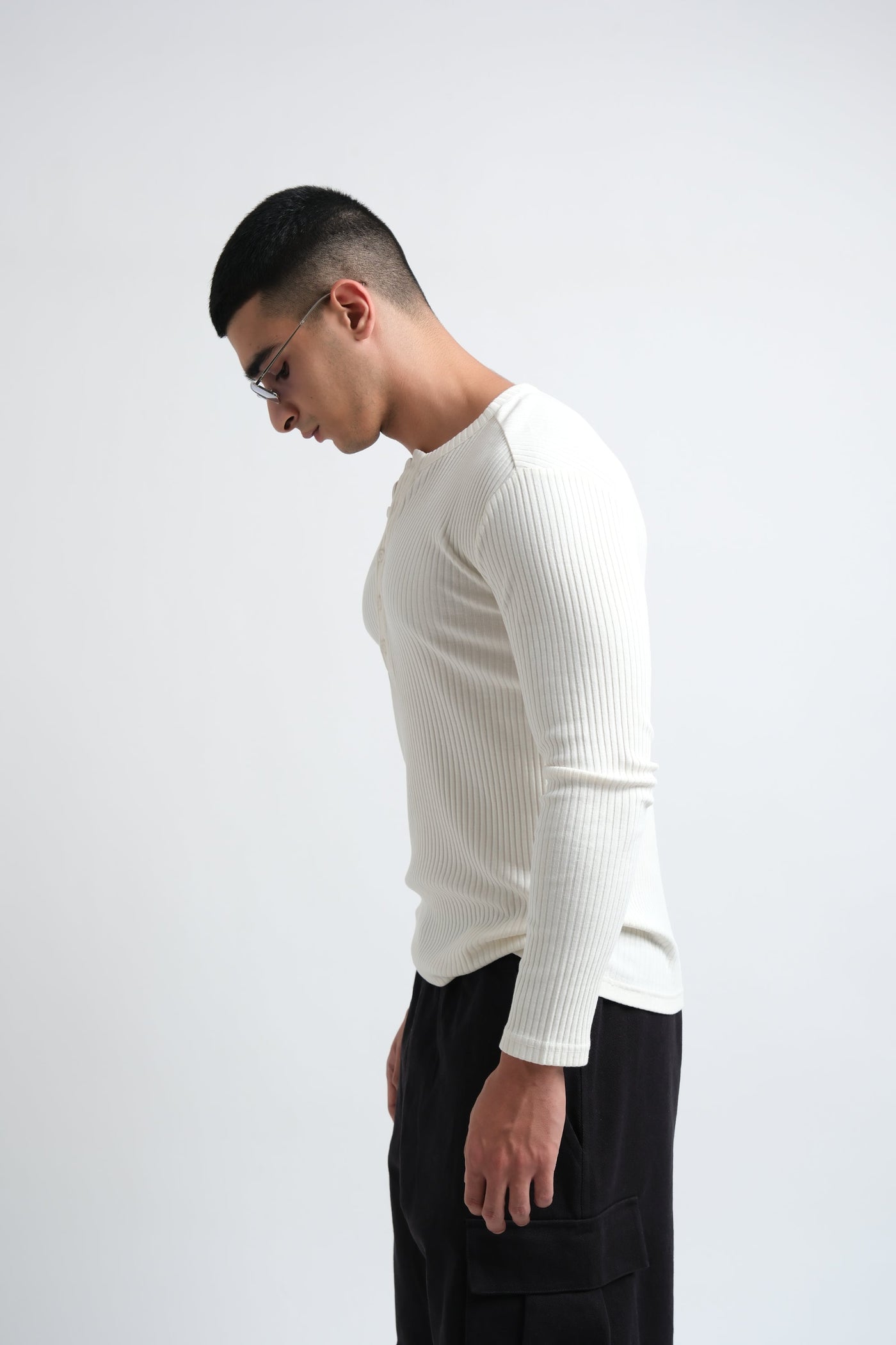 RX Ribbed Henley Bone
