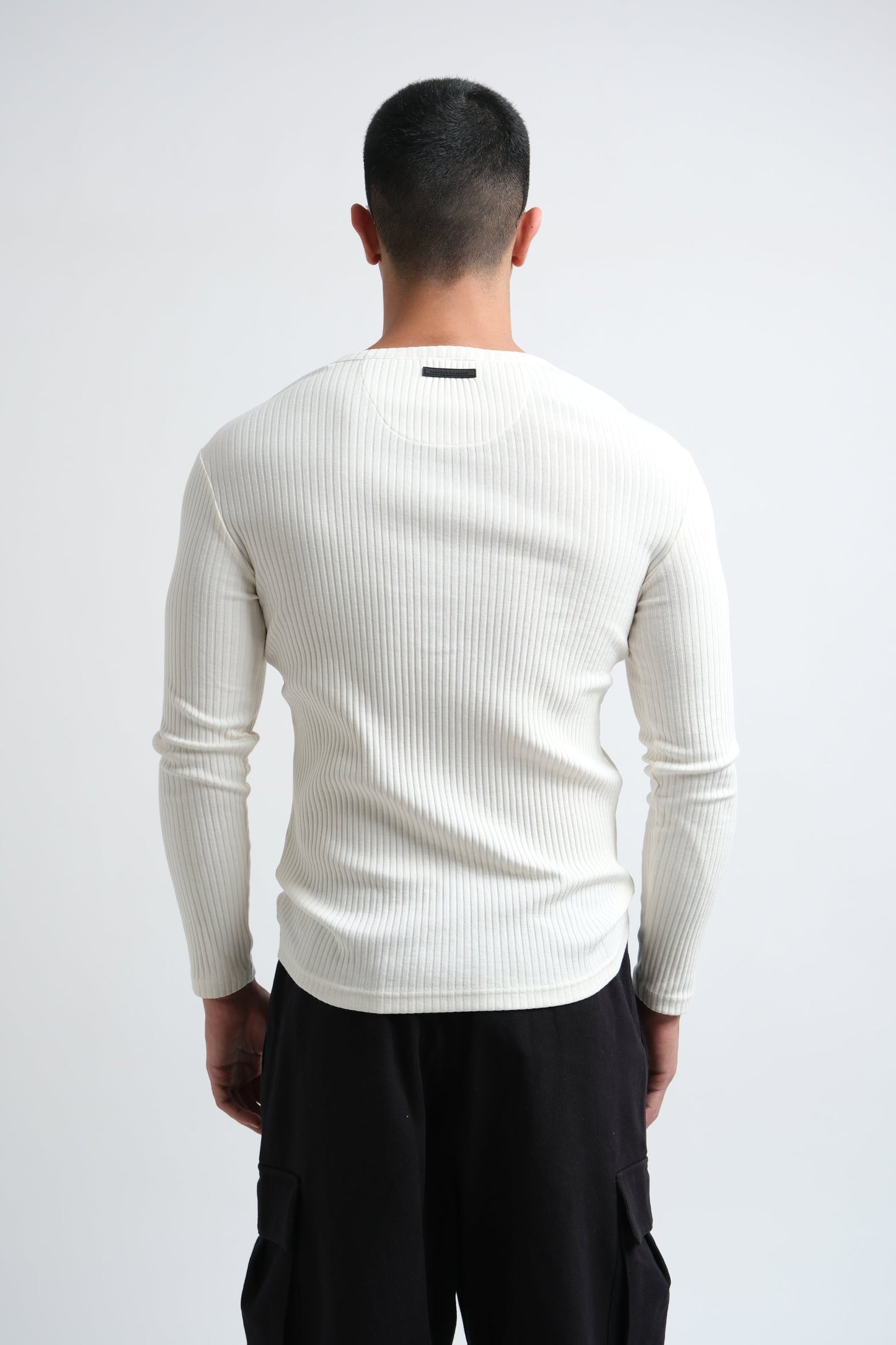 RX RIBBED HENLEY - BONE