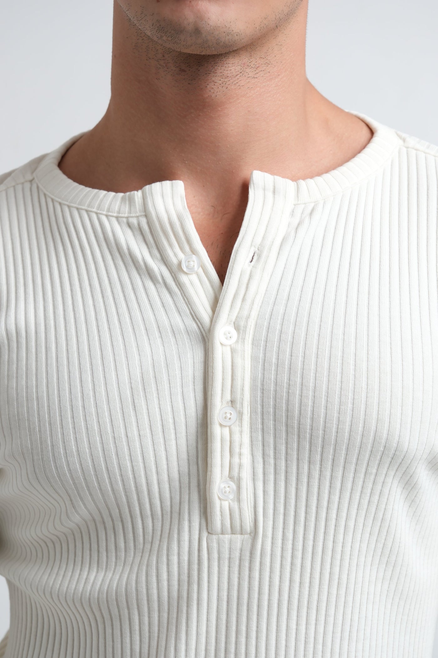 RX Ribbed Henley Bone