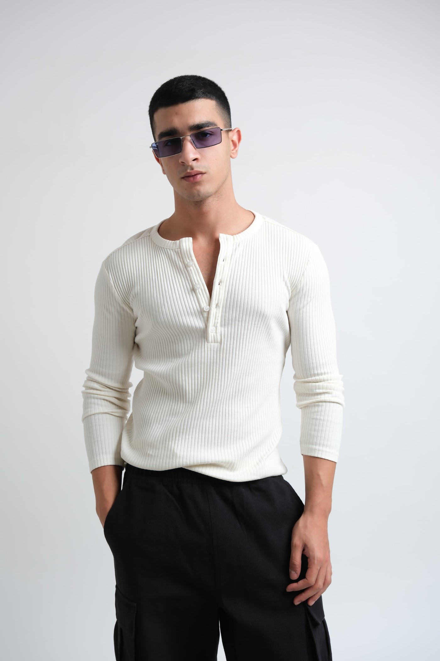 RX Ribbed Henley Bone
