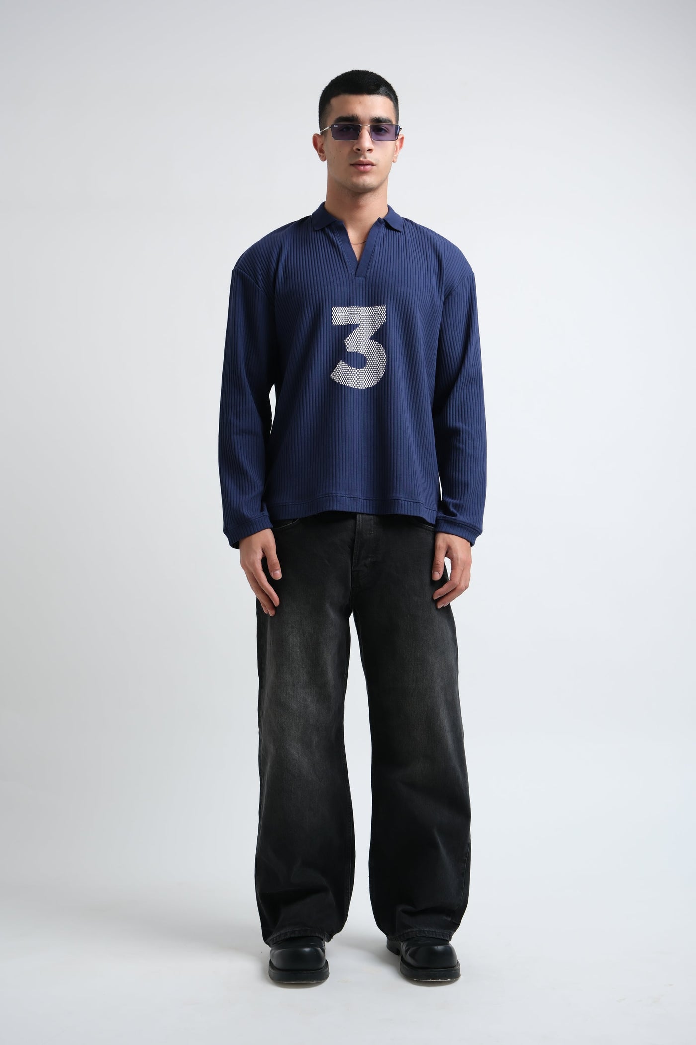 RX Ribbed Polo Navy