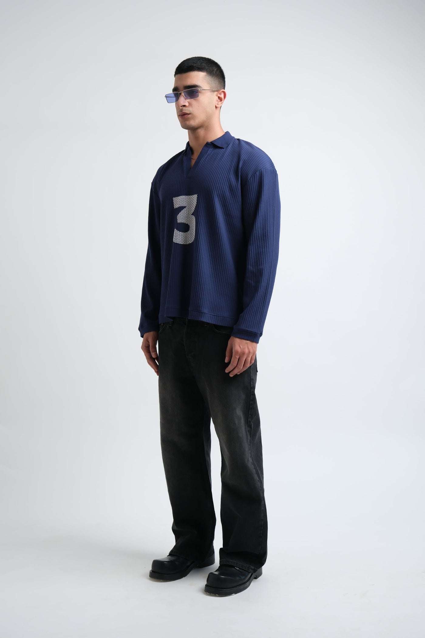 RX Ribbed Polo Navy