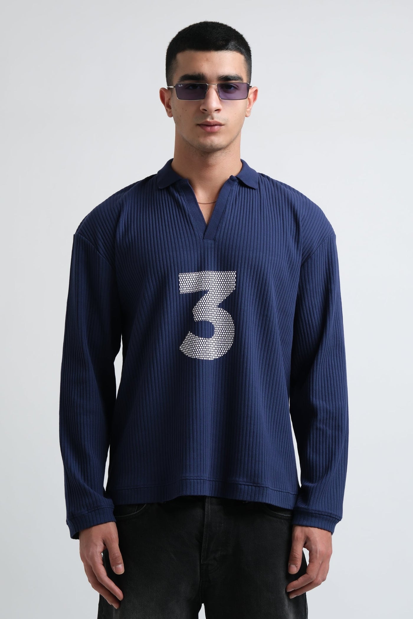 RX Ribbed Polo Navy