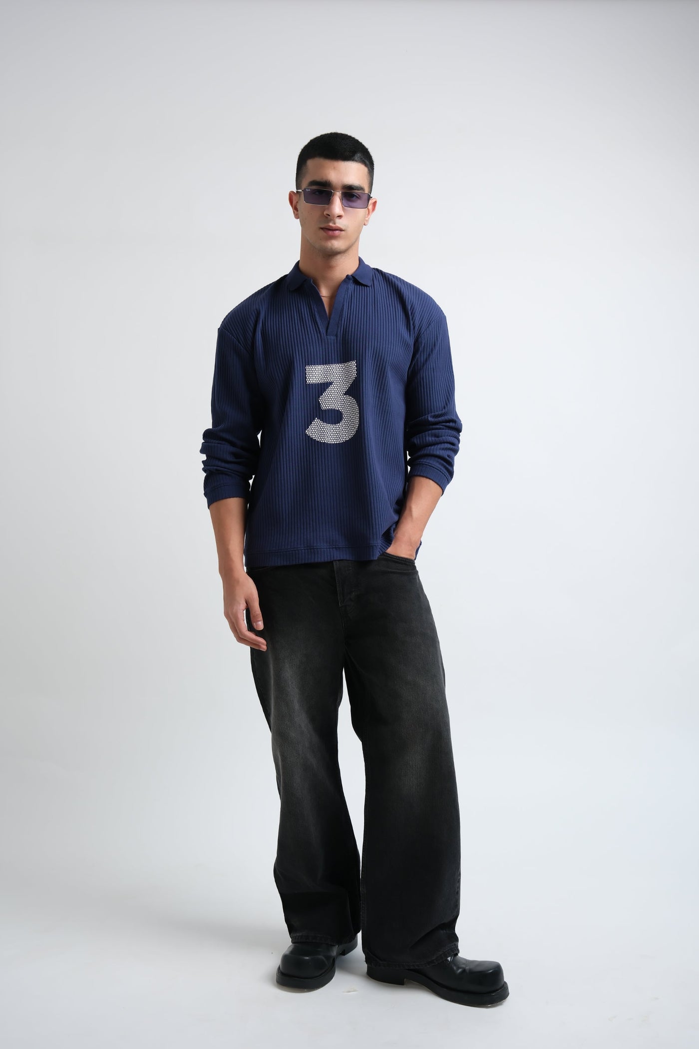 RX Ribbed Polo Navy
