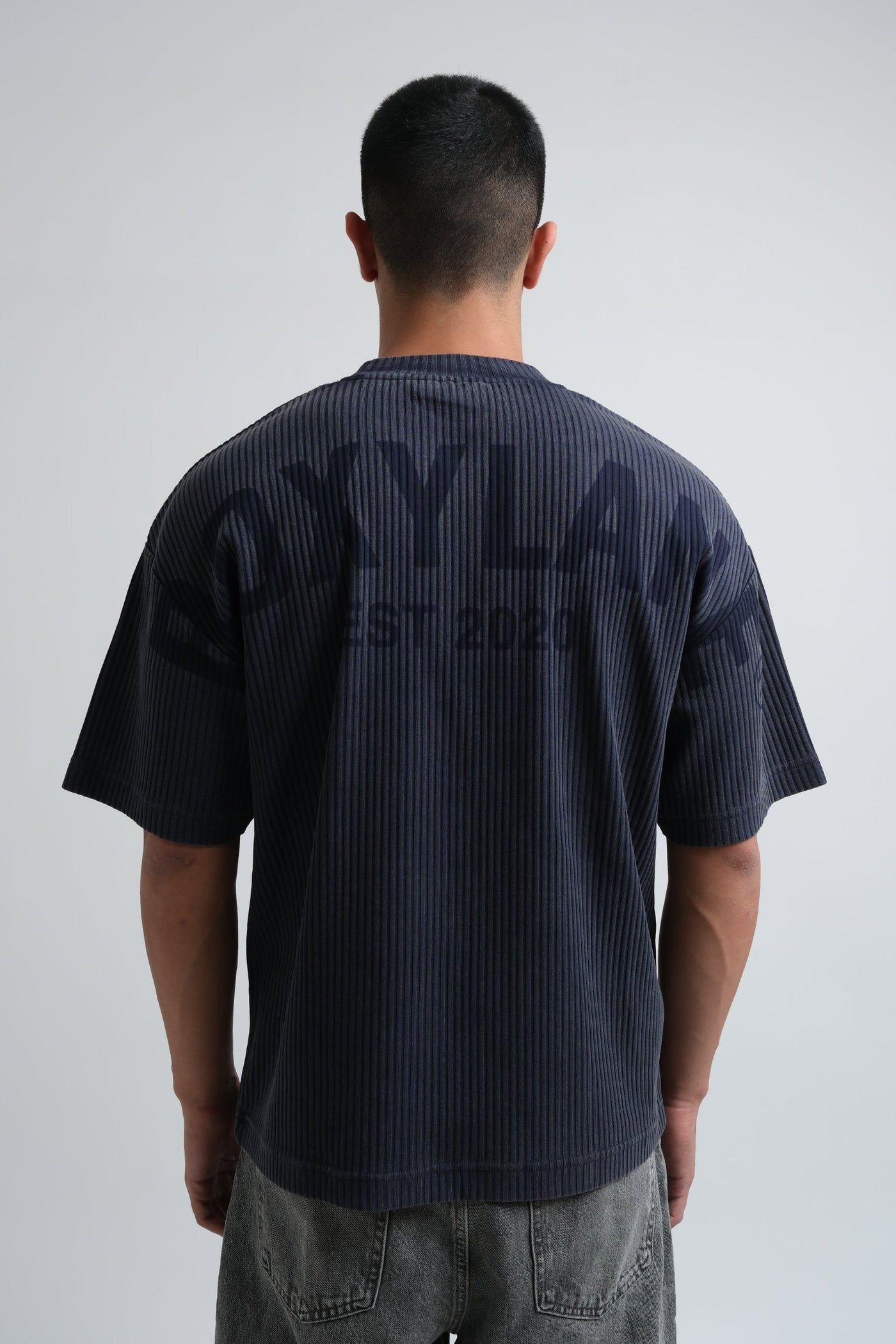 RX Camiseta de canalé azul oscuro