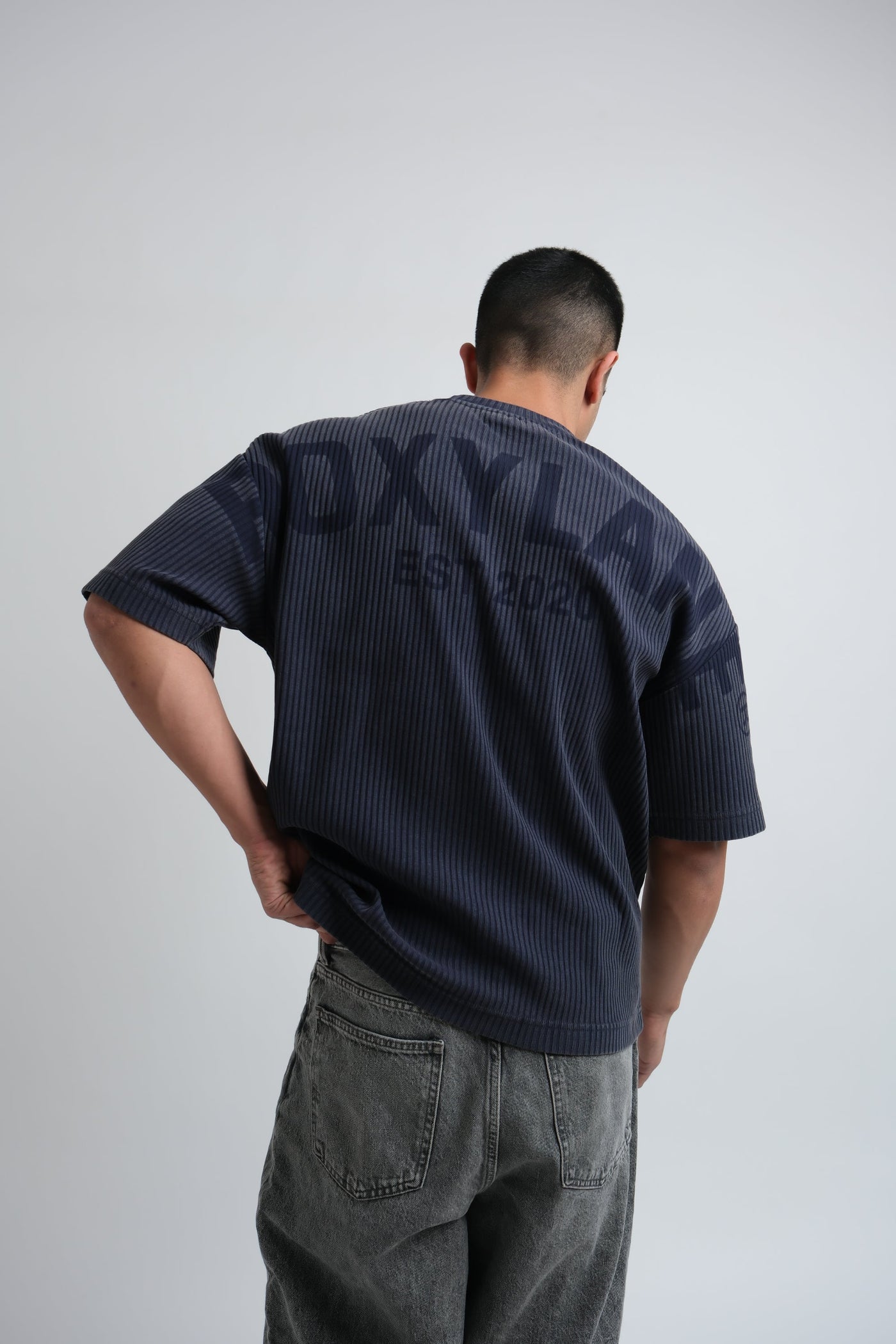 RX Camiseta de canalé azul oscuro