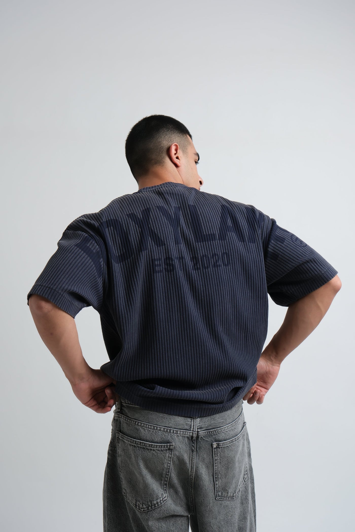 RX Camiseta de canalé azul oscuro