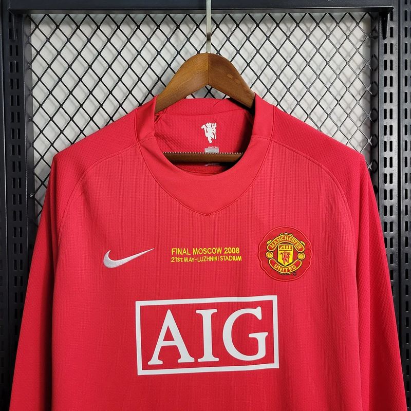 Manchester United 2007/2008 UEFA Home Long Sleeve - Fan Version [Adult]