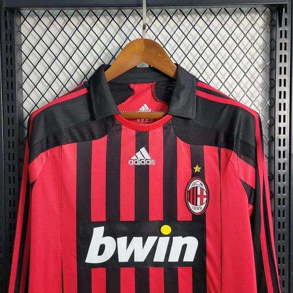 AC Milan 2007/2008 Local Manga Larga - Versión Fan [Adulto]
